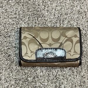 Coach Beige and Black Signature Wallet